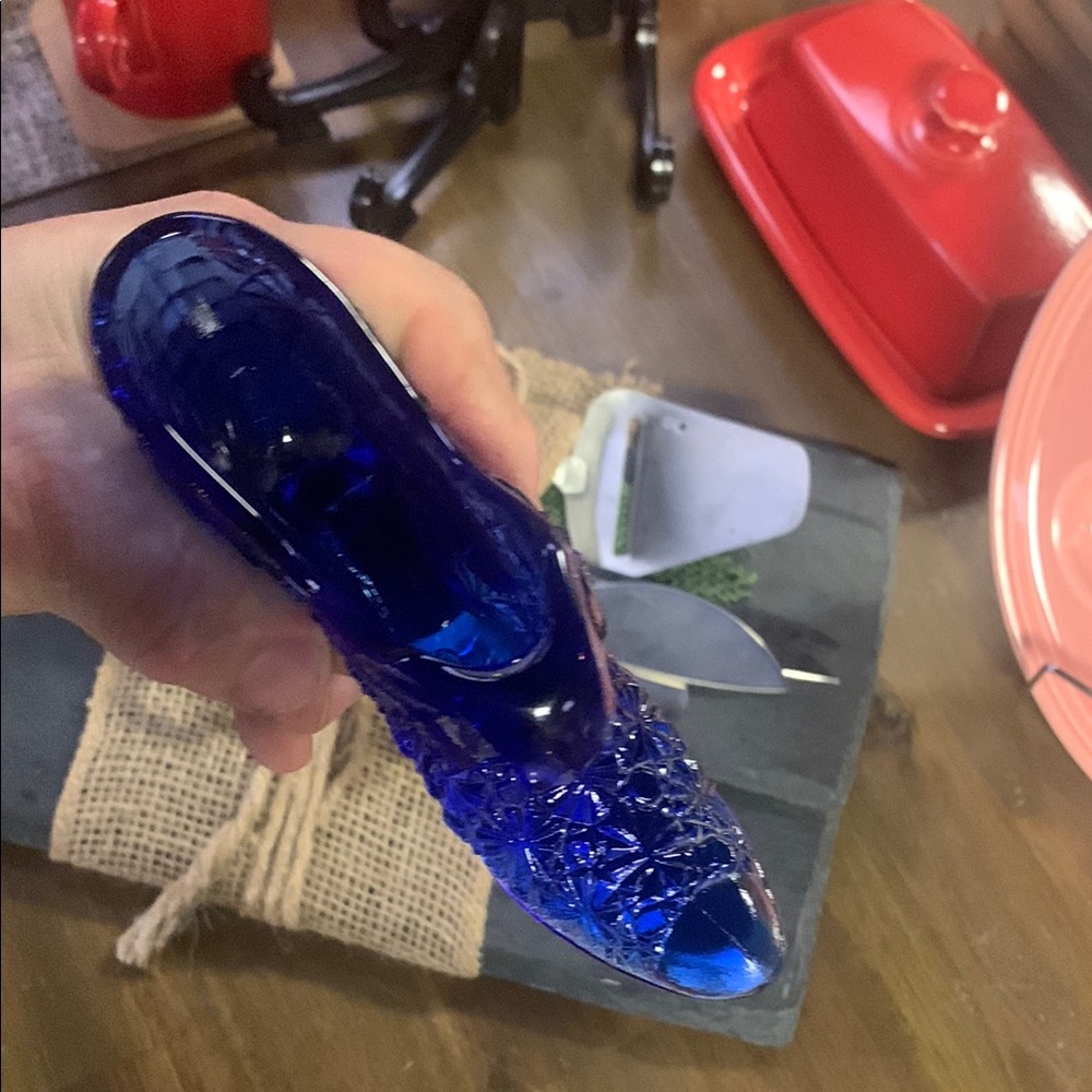 Cobalt Blue Fenton Decorative Glass Shoe - Women Shoes - Picture 2 of 4